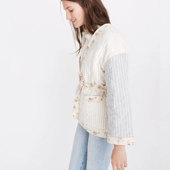 Madewell X The New Denim Project quilted patchwork wrap jacket, size XS - Picture 2 of 12